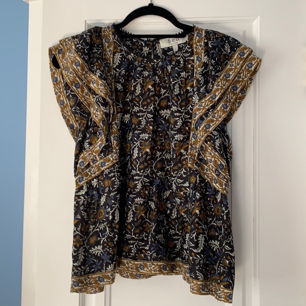 See ruffle print top